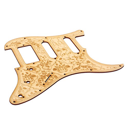 KKmoon SSH Guitarra de madeira Pickguard Maple Wood com padrão de flores decorativas para guitarras