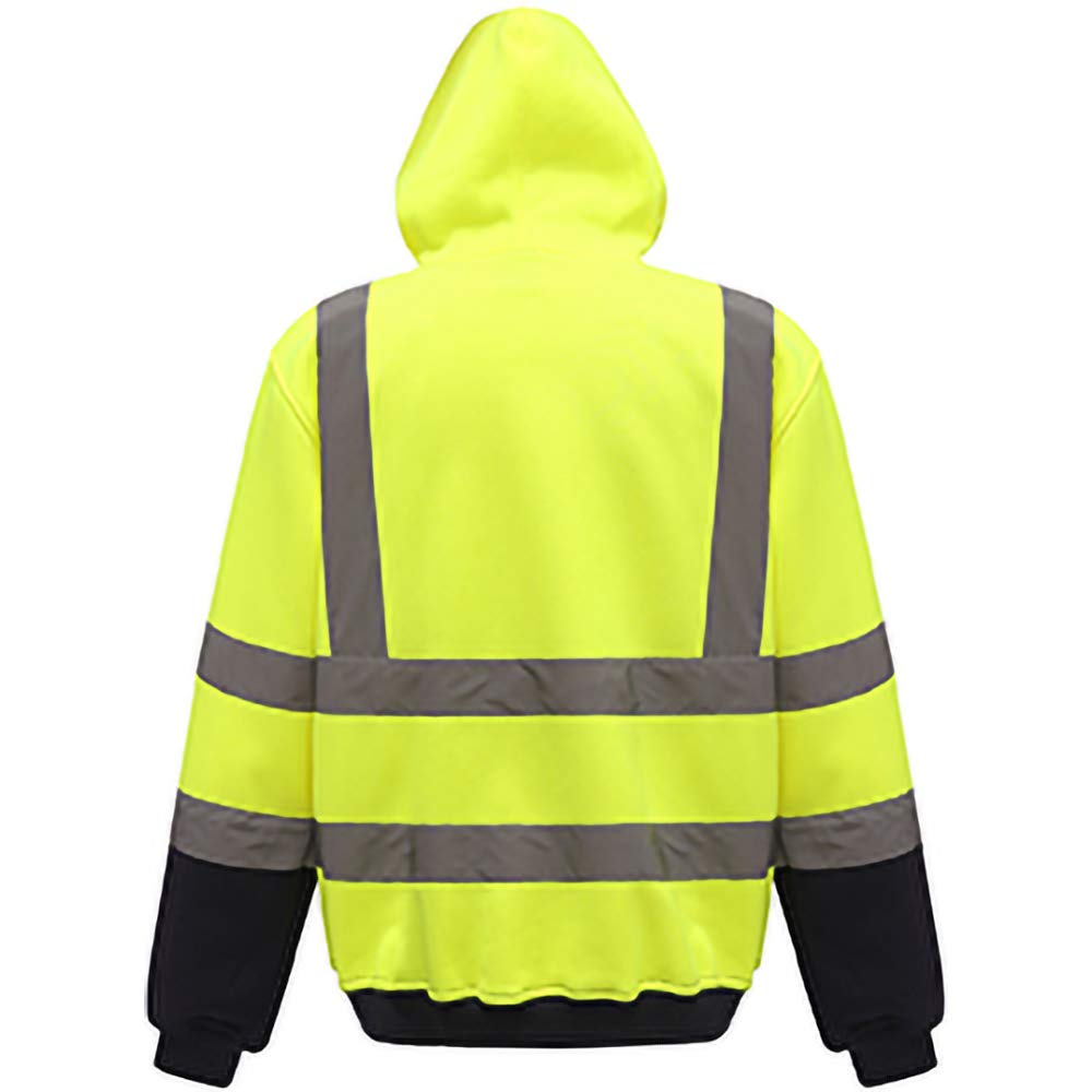 Yoko - Hi Vis - Felpa ad Alta visibilità con Cappuccio - Uomo (XXL) (Giallo Hi-Vis/Blu Admiral)