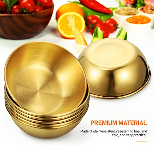 Hemoton 6 Pcs Korean Soy Sauce Bowls With 2 Pcs Decorative Trays Stainless Steel Sauce Plates Round Seasoning Dishes Sushi Dipping Bowls Ramekins Saucers Bowls Mini Appetizer Plates #TOP6