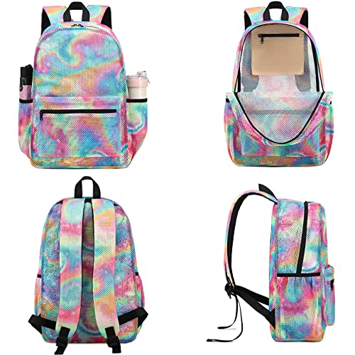 Mesh Backpack For School Girls Kids Lightweight See Through Bookbag With Clear Lunch Bag Semi-Transparent Bag For Swim Sports Travel Pool Beach #TOP3
