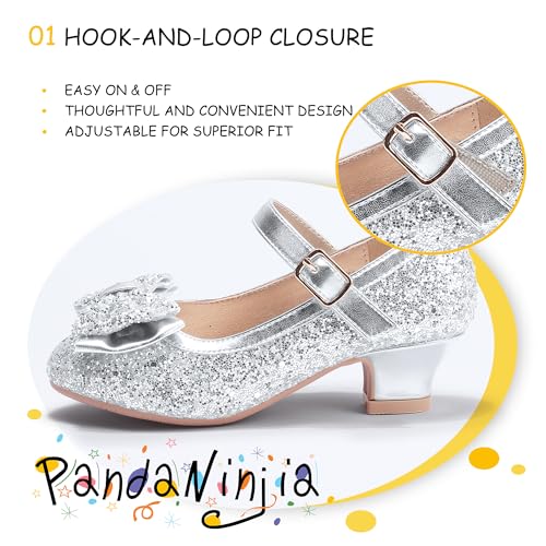 Image of PANDNAINJIA Girls Dress Shoes Toddler Heels Mary Jane Pumps