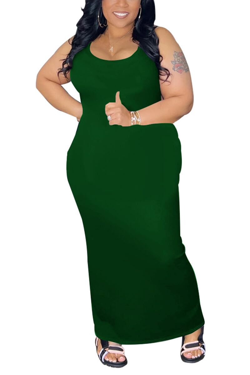 YeGine Women Plus Size Sleeveless Bodycon Maxi Dresses Sexy Slim Tank Dresses