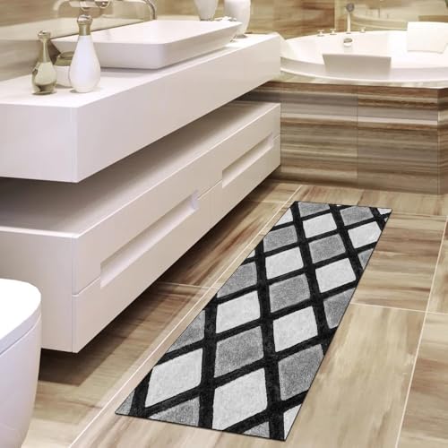 Alfombra de pelo corto premium en patchwork gris texturizado 4
