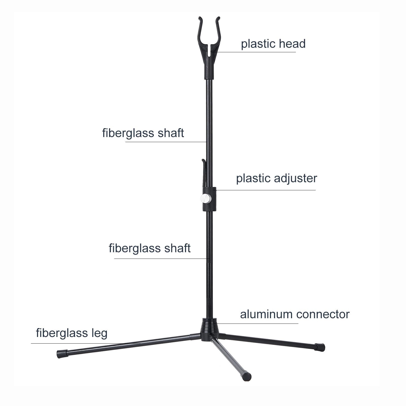 Supporto per arco ricurvo per tiro con l'arco, con gambe di 48 cm di altezza, nero