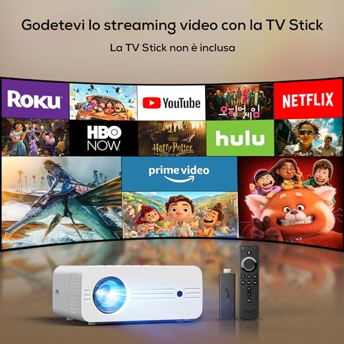 Proiettore Wifi6 Bluetooth 25000 Lumens, Akiyo O7 Proiettore 4K Supporto 1080P Nativo, Videoproiettore Full Hd Home Cinema Per Tv Stick/Ios/Android/Ps5/Hdmi/Usb/Pc (Con Treppiede) - 6