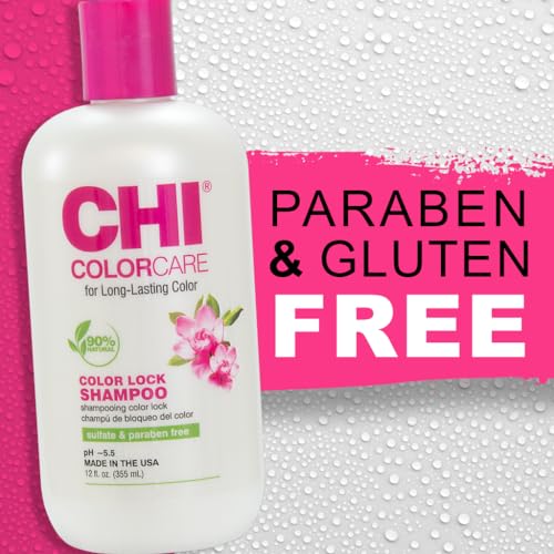 Image of CHI ColorCare Color Lock Shampoo, Locks In Color & Replenishes Moisture For Color-Treated Hair, Sulfate, Paraben, & Cruelty-Free, 12 Oz