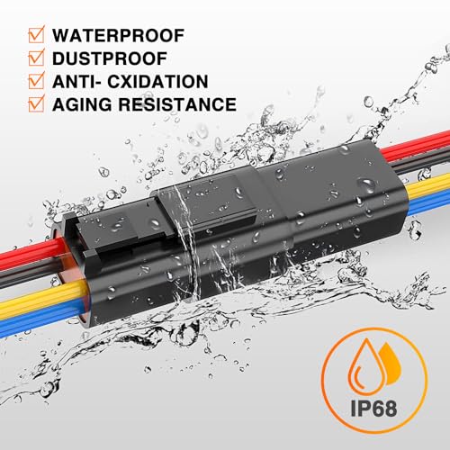 Image of Nilight 4 Pin DT Connectors 16AWG 6 Kits Male&Female Electrical Connector | Waterproof Plug and Play w /Heat Shrink Butt Terminals for Automotive Cars Truck Motorcycle Marine Boats