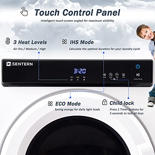 Sentern Electric Portable Clothes Dryer - 14 Lbs Capacity Compact Laundry Dryer With 1400W Drying Power (White -) #TOP6