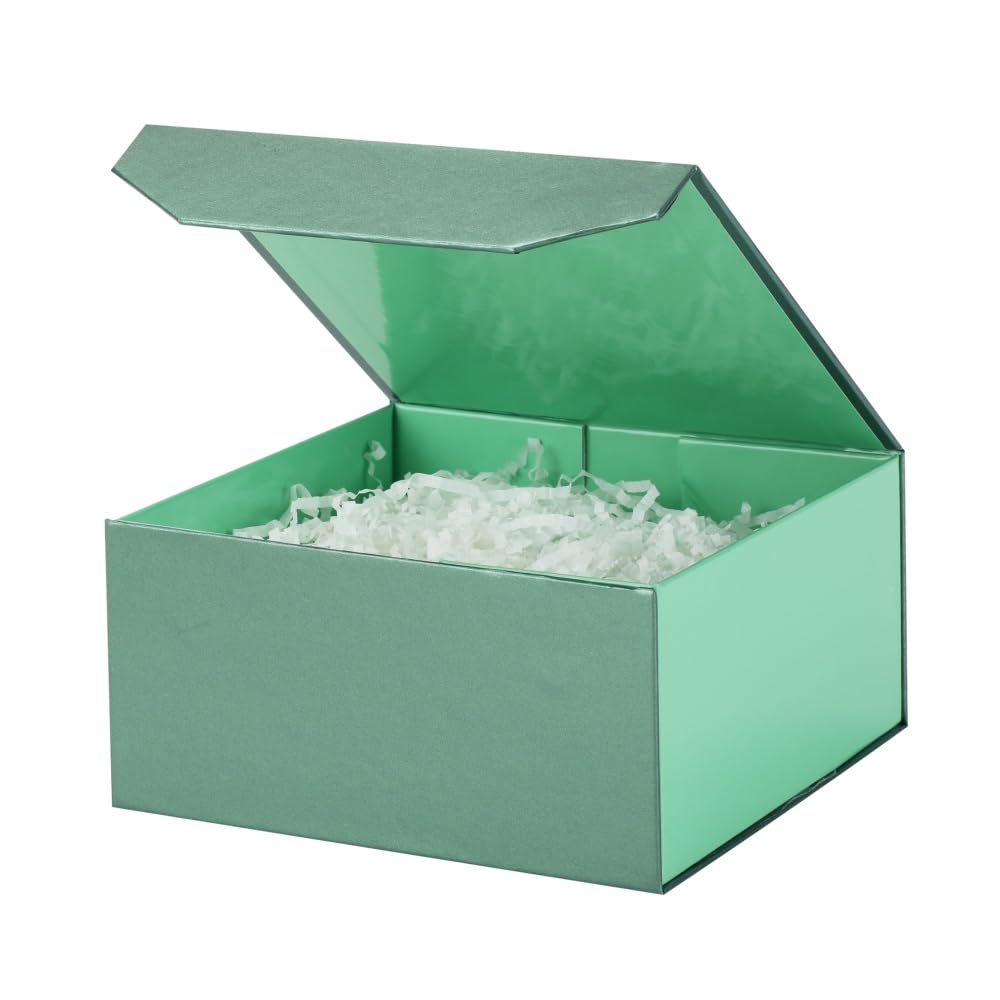 PACKGILO Small Gift Boxes with Lids for Presents, 8x8x4 Inch 1 Pack Green