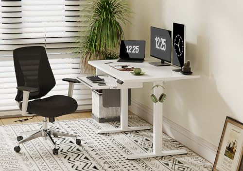 Image of Claiks Electric Standing Desk 48x24 with Keyboard Tray White