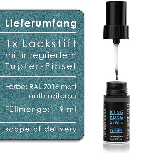 King Kong State Lackstift RAL7016 MATT - 1-Schicht-Lack in anthrazit-grau zur Ausbesserung von Steinschlägen und Kratzern im Außenbereich… – Ansicht 7