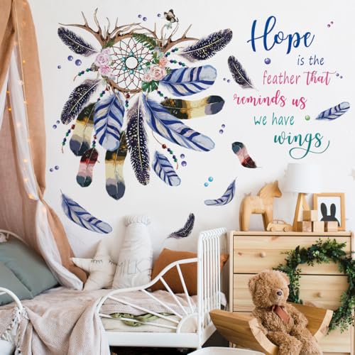 Vinilo decorativo atrapasueños para pared Boho plumas miniatura 3