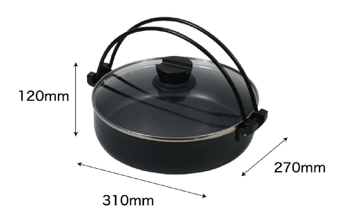 Amazon | すきやき鍋 2-3人用 約26cm ガラス蓋付き 強力フッ素加工