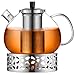 ecooe Oryginalny dzbanek do herbaty, 2000 ml, ze szkła borokrzemowego, zaparzacz do herbaty z podgrzewaczem ze stali nierdzewnej 18/8, zdejmowane sitko, odporne na wysoką temperaturę, do czarnej herbaty, zielonej herbaty owocowej, zapachowej, herbaty w torebkach