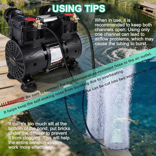 Goldlife A3 Pond Aerator, Pond Pumps for Large Outdoor Ponds/Lakes 1HP 7CFM by Goldlife - Image 4