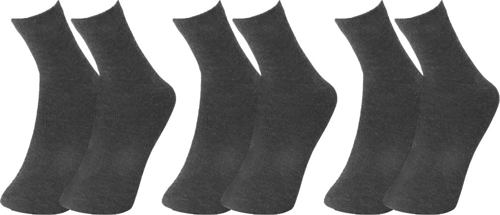 Dark Grey Socks for Men & Women Solid Ankle Length Cotton Socks, Free Size, Pack of 3.-image-39