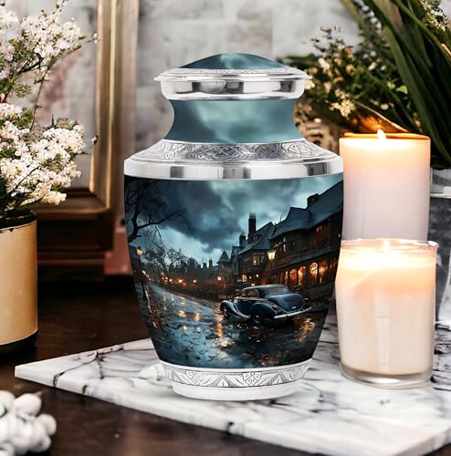 Image of Car Customized Urns for Human Ashes Adult - Cremation Urn for Ashes Dad - Large Funeral Urn - Personalized Urns for Ashes - Unique Burial Urn for Mom & Dad - 10 Inch Large with Velvet Bag