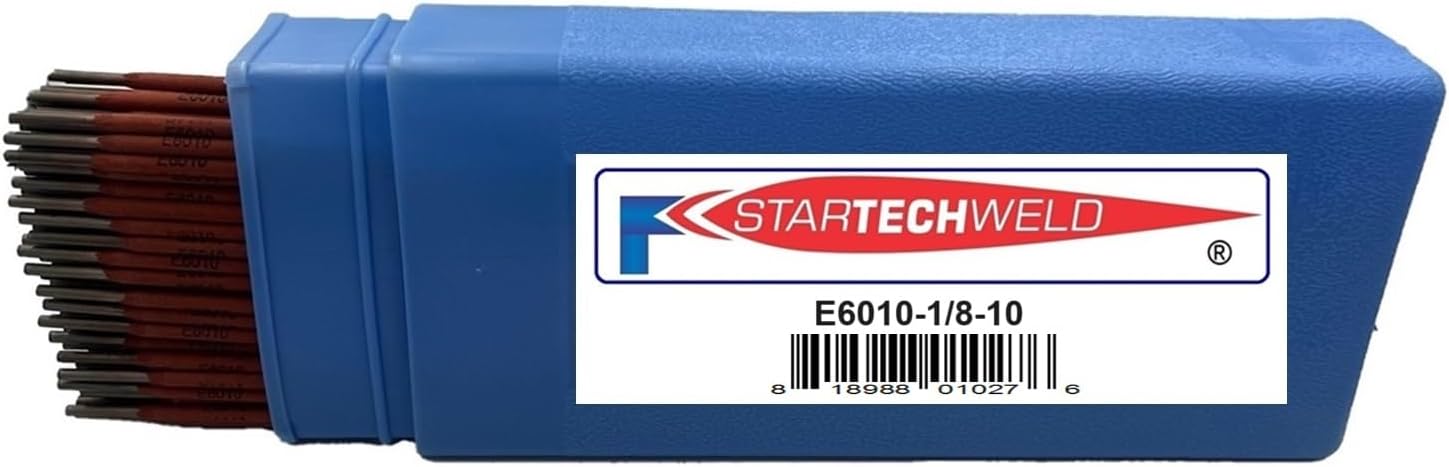 6010 Welding Rod 1/8", E6010 Stick Welding Electrodes 10Lbs with Smooth Stable Arc E6010 1/8" (1/8" 10 Pound Box) E6010-125-10