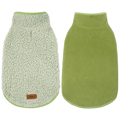 Image of cyeollo Sherpa Dog Coat Reversible Dog Jackets for Small Dogs, Green, S