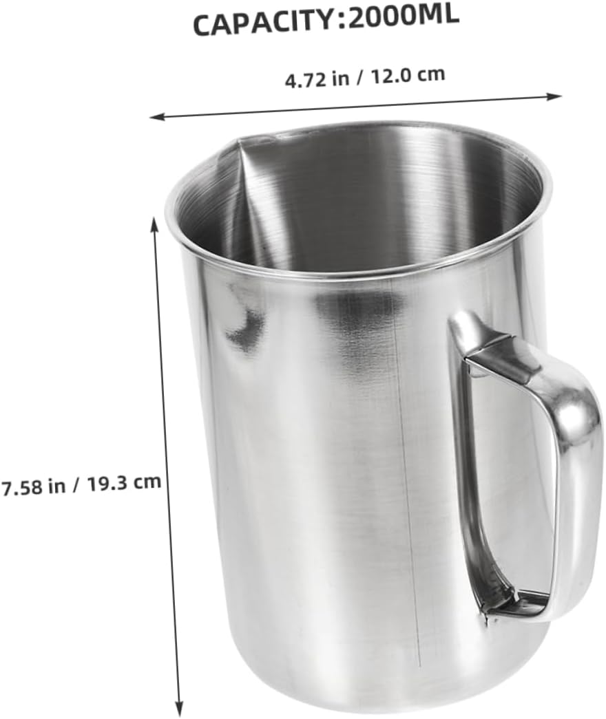 Holibanna 2000ml Stainless Steel Measuring Cup with Scale Multi-Function Measuring Tool for Baking and Cooking Wide-Mouthed Design for Kitchen and Laboratory Use