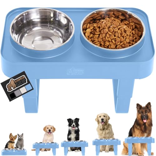 GORILLA GRIP Elevated Dog Bowls Stand, 6 Cup Stainless Steel ...
