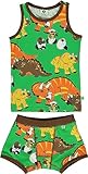 Småfolk Boy’s Underwear Dinosaur Base Layer Set, Green, 11-12 Years