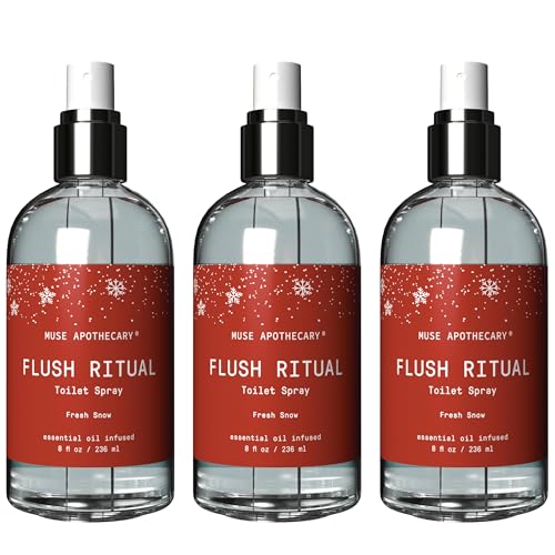 Muse Apothecary Flush Ritual - Aromatic &amp; Refreshing Toilet Spray, Use Before You Go, 8 oz, Infused with Natural Essential Oils - Fresh Snow, Pack of 3