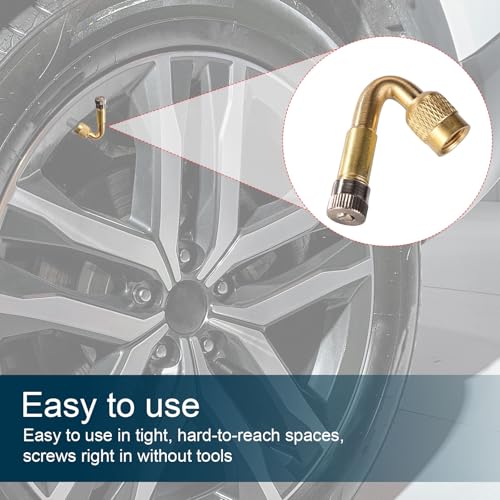 Image of BOXOB Tire Valve Stem Extension Set, 2pcs 8.25in Flexible Tyre Valve Extenders with 45 Degree Brass Stem Extension Hose Adapters for Car RV Truck Motorcycle Bike