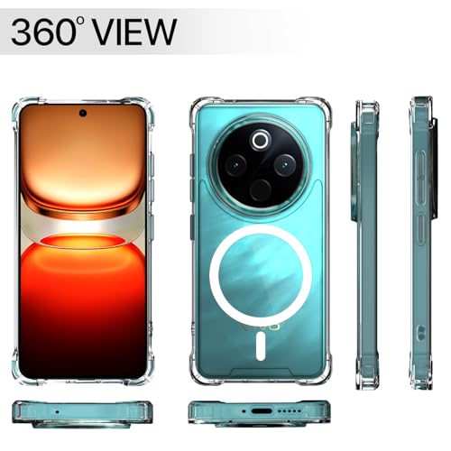 Image of Amazon Basics Back Cover for Vivo T4 5G / iQoo Z10 5G Mag-Safe Shockproof PC + TPU Protective Case Magnetic Support Bumper Case (Transparent Mag-Safe)