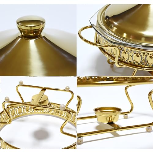 Runde Buffet-Wärmer mit Glas-Tabletts für Partys, Hochzeitsessen – Buffet-Wärmer-Sets – Bild 8