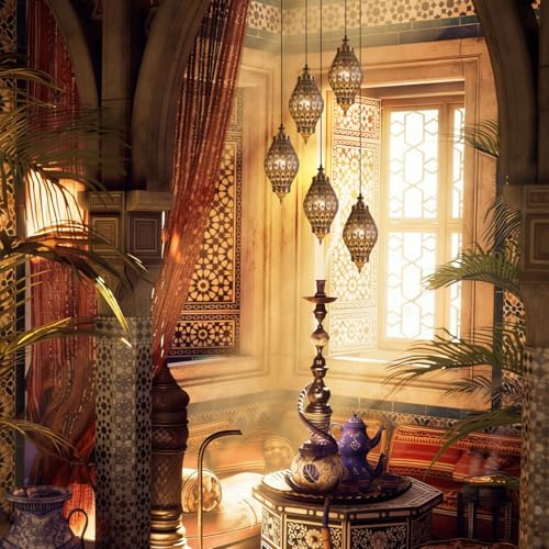 Image of Moroccan Pendant Light, 19.7 inch Retro Metal Turkish Ceiling Pendant Lamp Brown Iron Hollow Shade Adjustable Gold Hanging Lighting for Restaurant Cafe Kitchen Island, Arabic Hanging Fixtures