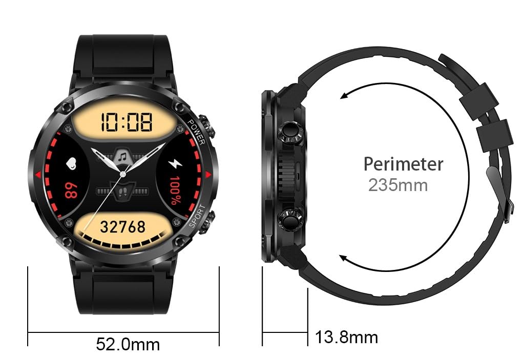 Smartwatch T30 z Słuchawkami Bluetooth F9 – Zegarek Męski z Rozmowami, Tętno, Ciśnienie, Saturacja, Sport, Muzyka, IP68, Bateria 600mAh, Ekran HD 1.6", PL Menu