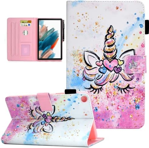 KEROM Case for Samsung Galaxy Tab A8 10.5 inch 2022 (SM-X200/X205/X207), Premium PU Leather Smart Folio Stand Cover with Auto Sleep Wake and Multiple Viewing Angles, Cute Unicorn