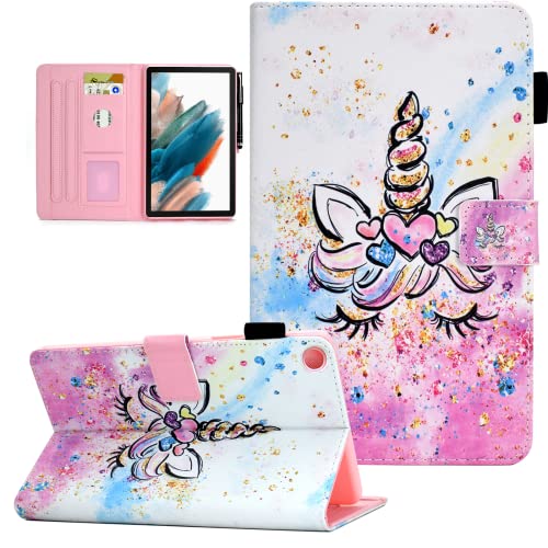 Kerom Case For Samsung Galaxy Tab A8 10.5 Inch 2022 (Sm-X200/X205/X207), Premium Pu Leather Smart Folio Stand Cover With Auto Sleep Wake And Multiple Viewing Angles, Cute Unicorn #TOP2