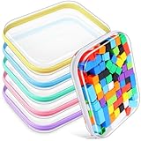 Sanwuta 6 Pcs Clear Hard Zipper Case Pencil Pouches Hard Plastic Zipper Pouches Makeup Bag Transparent Cases for Snacks Plastic Storage Organizer Box for Travel(Colorful,9.84 x 7.87 x 2 Inch)
