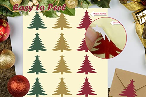 120 Pcs Christmas Envelope Seal Stickers, Christmas Tree Labels Merry Christmas Stickers For Gift Invitation Greeting Card Envelope Bottle Cup Holiday Presents Decorative Seals (Red, Gold And Green) #TOP2