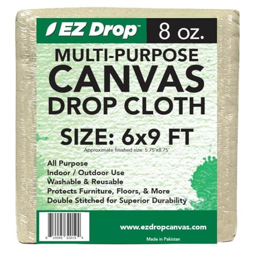 EZ Drop Painters Large Canvas Fabric Drop Cloth for Painting (6 ft. x. 9 ft.)