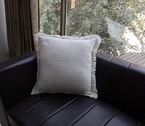 Amitra White Throw Pillow Covers for Sofa 20x20 Inch - Decorative Pillowcases, Square Solid Soft Pillow Cover for Bed Couch Car (White, 50x50 cm, 1 Piece) No Pillow Insert