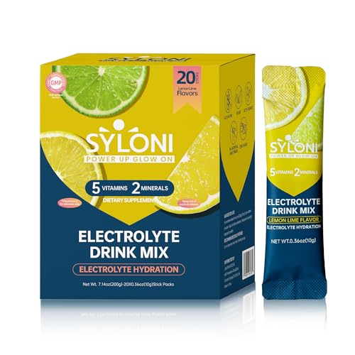 Image of Electrolytes Powder Packets, Lemon Lime 20 Sticks, Sugar Free Hydration Packets Electrolyte Drink Mix with 7 Vitamins and Electrolytes, Keto Friendly, Vegan, Gluten Free