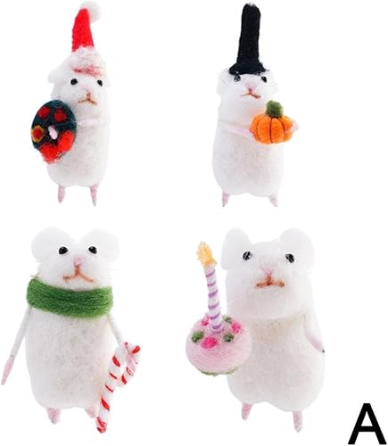 Miniatura 8 de EKIDAZ Ratón de Halloween con una calabaza, regalo de ratón de Navidad de fieltro con aguja, divertido ratón con calabaza o pastel, decoración de