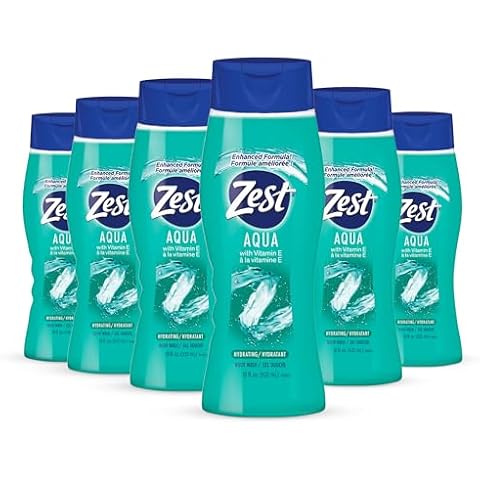 Zest Aqua Hydrating Body Wash, 18 Fl Oz (Pack of 6) - Moisturizing & Refreshing Shower Gel, Easily Lathers for a Relaxing Bubble Bath - Foaming & Exfoliating Skin Cleanser for a Smooth & Clean Skin Cover