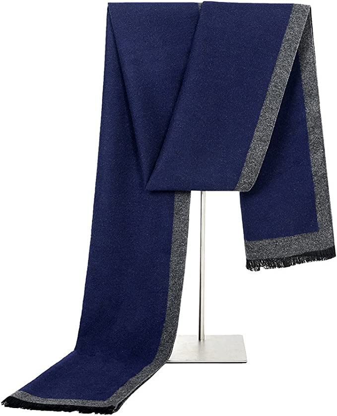 alexvyan Fashions Blue Grey Side Line Cashmere Mufflers Cum Scarves Cum Stoles Woolen Men and Women Casual Scarf Soft And Warm-picture-18