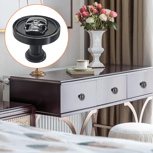 Boutons tête de mort vintage noir mat de haute finition pour commode