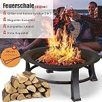 Feuerkorb mit funkenschutz, Φ76cm Feuerschale mit grillrost, Retro-Look Feuerstelle, Feuerschalen für den Garten, BBQ Feuerschale Grill, Stabil und Funktional, Schwarz, Groß – Bild 5