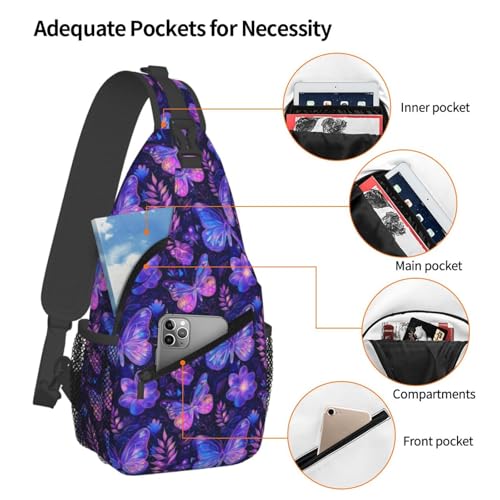 Neon Butterfly Sling Backpack Unisex Crossbody Chest Bag Shoulder Chest Bag For Women Men Hiking Travel4