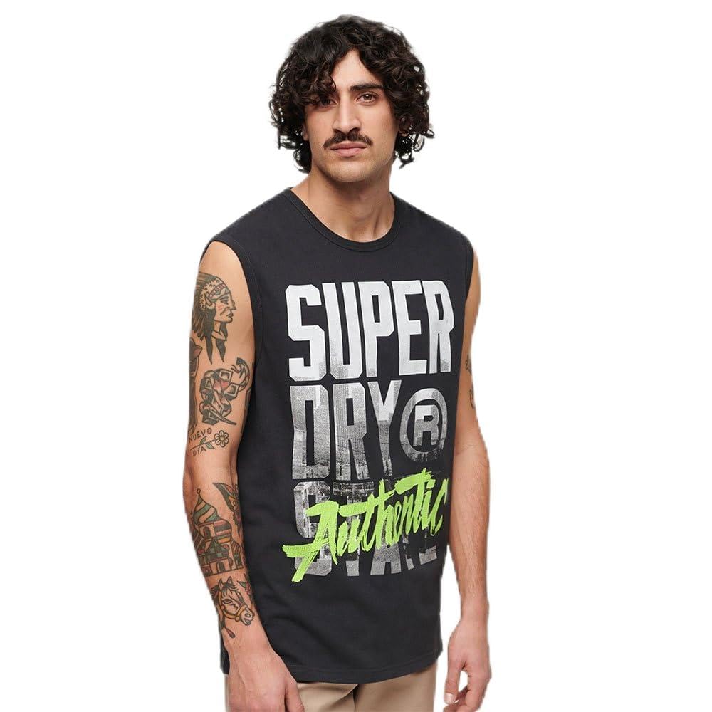 Superdry Photographic Logo Sleeveless T-Shirt M Black