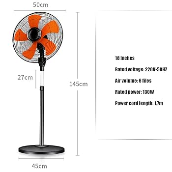 Oscillating Pedestal Fan,6-Speeds Adjustable Height Powerful