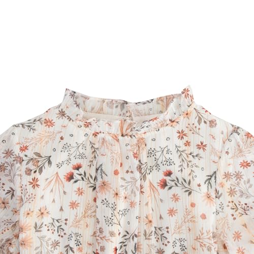 Girls Fall Long Sleeve Dress Floral Ruffle Flower Girl Formal Party Holiday Midi Dresses with Belt 5-14 Years3