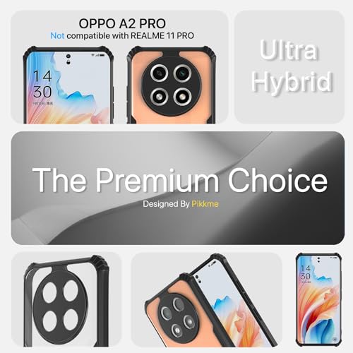 Image of Pikkme Oppo A2 Pro 5G Back Cover | Crystal Clear Transparent Back | Ultra Hyrbid | Full Camera Protection | Raised Edge | Bumper Back Case (Black)