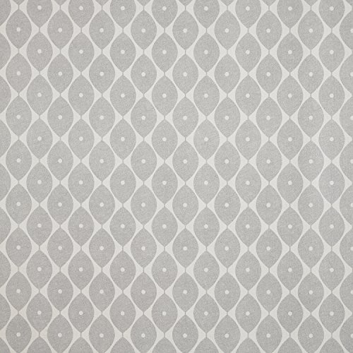 Grey Geometric Ovals PVC Vinyl Oilcloth Wipe Clean Tablecloth 140cm x 100cm (55